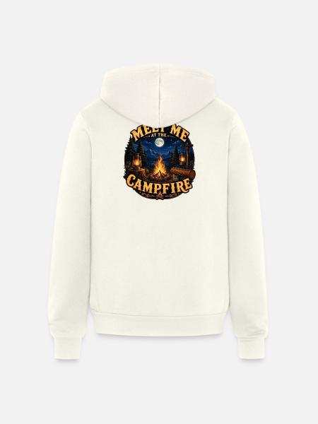 Meet Me Campfire Night - Unisex Full Zip Hoodie - vintage white