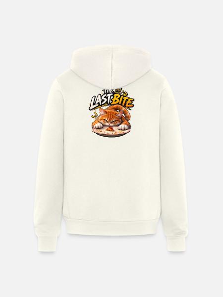 The Last Bite Cat Pizza - Unisex Full Zip Hoodie - vintage white