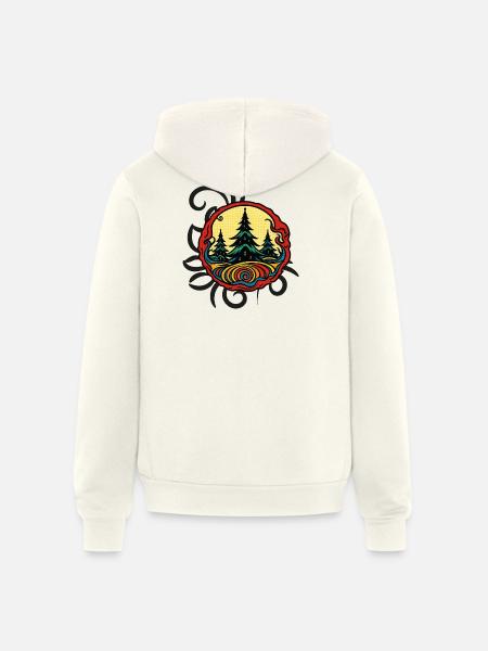 Forest Summit Badge Sunset - Unisex Full Zip Hoodie - vintage white
