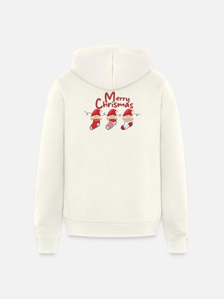 Merry Christmas Sock Trio - Unisex Full Zip Hoodie - vintage white
