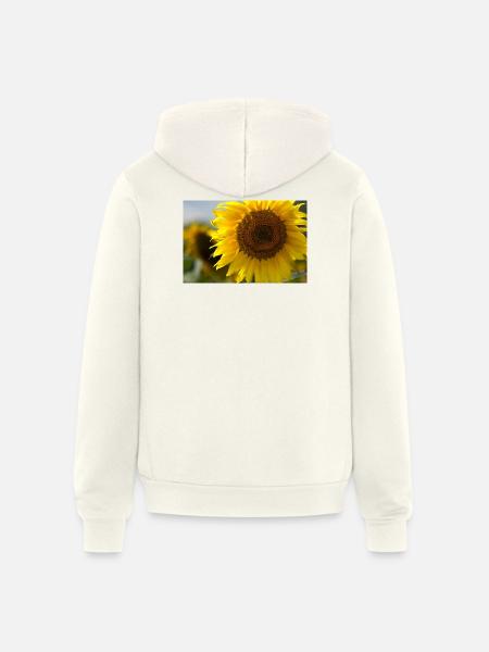 Sunlit Spiral Sunflower - Unisex Full Zip Hoodie - vintage white
