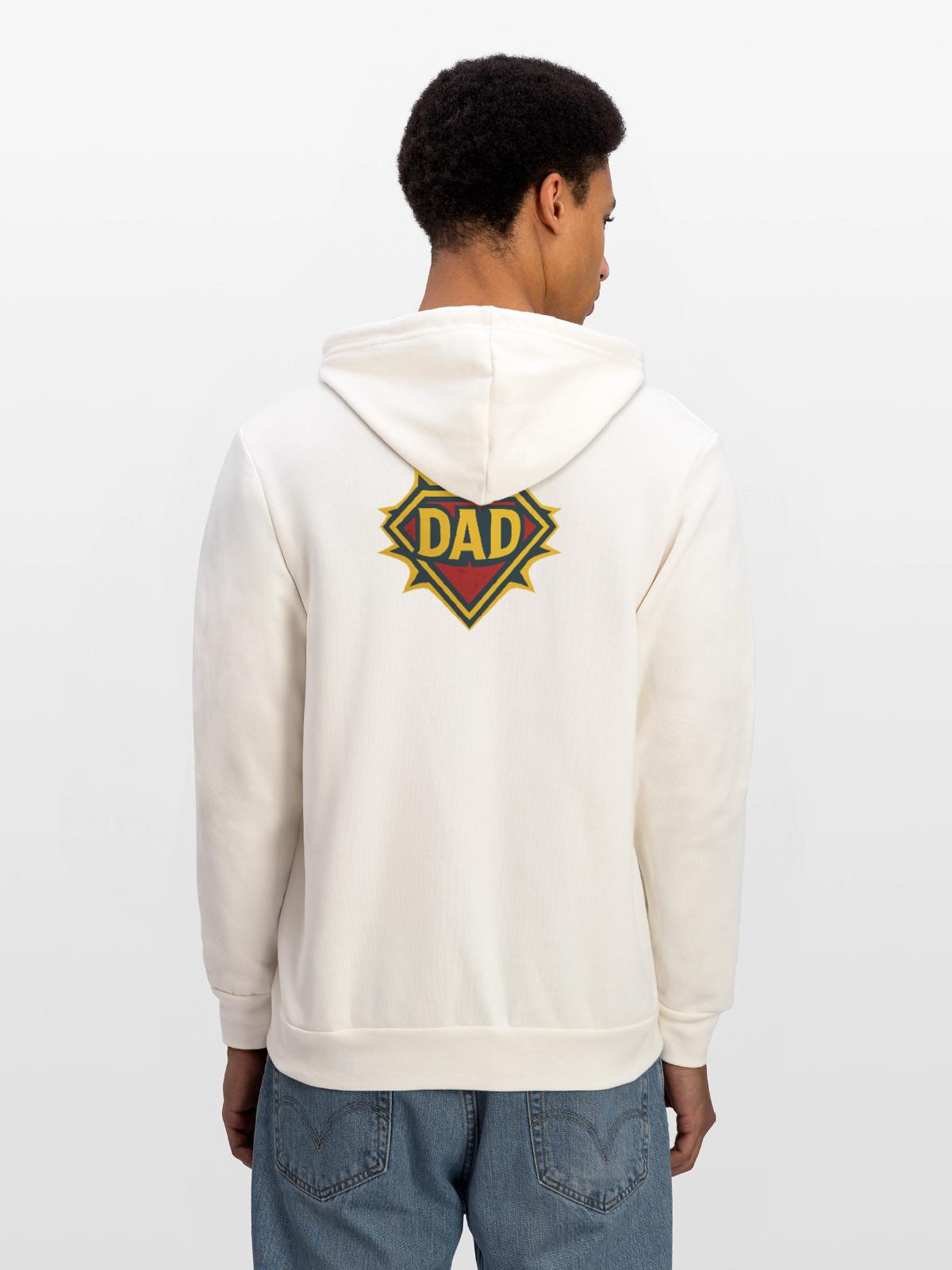 Dad Shield Badge - Unisex Full Zip Hoodie - vintage white - Back - Noah (186cm)