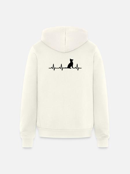 Dog ECG Heartline - Unisex Full Zip Hoodie - vintage white