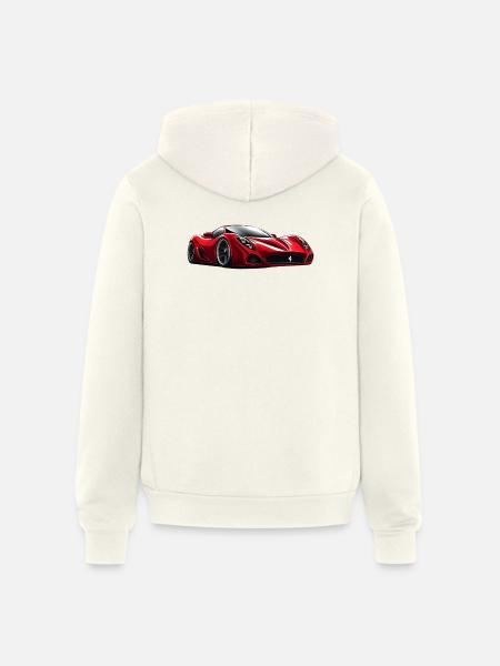 Crimson Velocity Sports Car - Unisex Full Zip Hoodie - vintage white