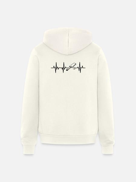 Cricket ECG Heartline - Unisex Full Zip Hoodie - vintage white