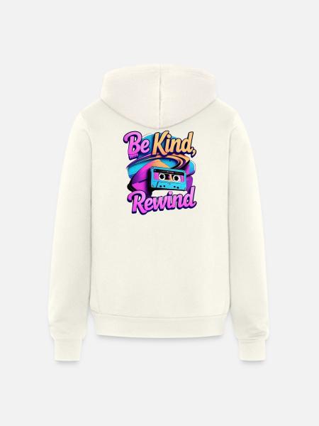 Be Kind Rewind Retro Cassette - Unisex Full Zip Hoodie - vintage white