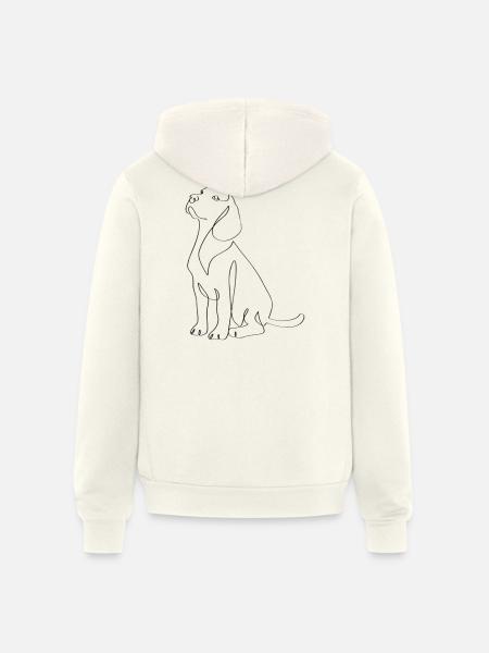 Sleek Dog Line Art Silhouette - Unisex Full Zip Hoodie - vintage white