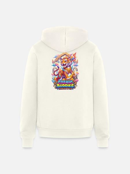 PyroTiger: The Golden Temple Guardian - Unisex Full Zip Hoodie - vintage white