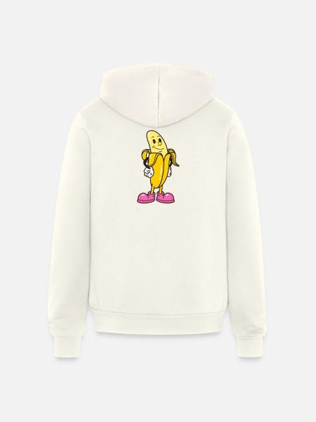 Banana Mascot in Pink Sneakers - Unisex Full Zip Hoodie - vintage white
