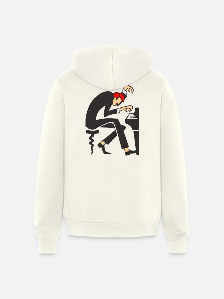 Piano Maestro Dizzy Pose - Unisex Full Zip Hoodie - vintage white