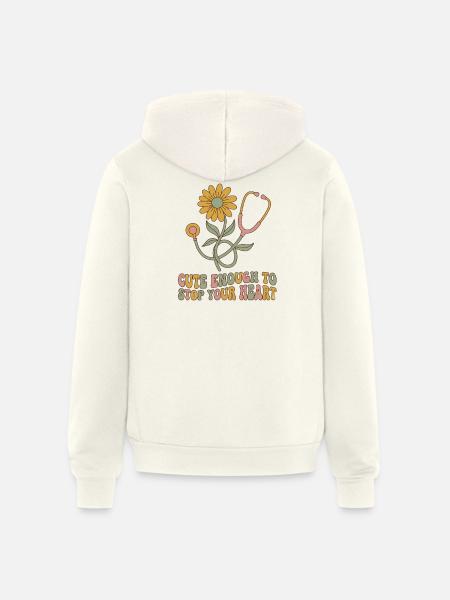 Blooming Heartbeat Stethoscope - Unisex Full Zip Hoodie - vintage white