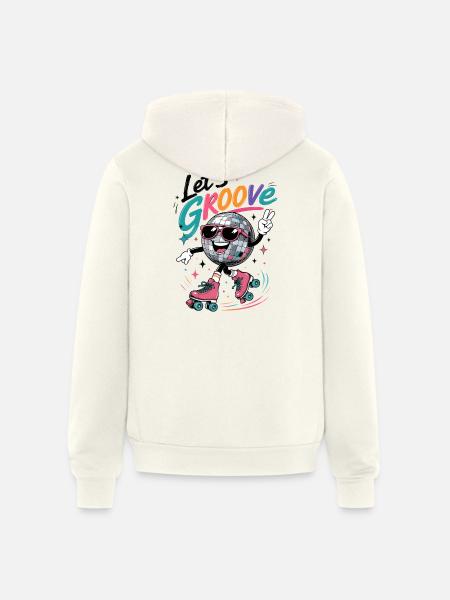 "Let's Groove" Retro Roller-Skating Disco - Unisex Full Zip Hoodie - vintage white