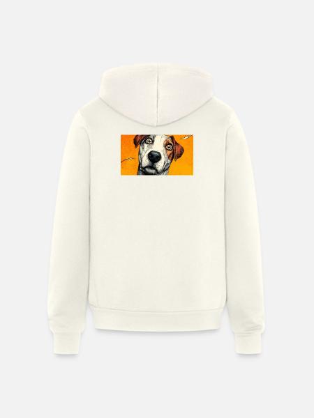 Surprised Pup Pop Portrait - Unisex Full Zip Hoodie - vintage white