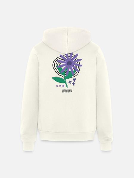 Bloom Code – Risograph Flower Art - Unisex Full Zip Hoodie - vintage white