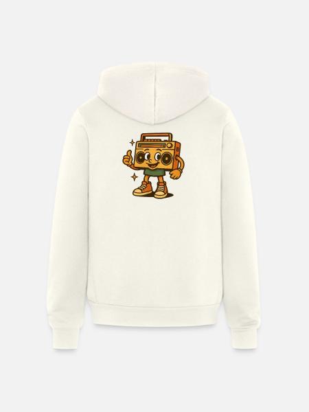 Cheery Boombox Mascot in Sneakers - Unisex Full Zip Hoodie - vintage white