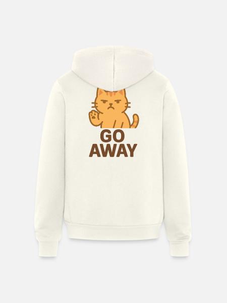 Grumpy Cat Go Away Cartoon - Unisex Full Zip Hoodie - vintage white
