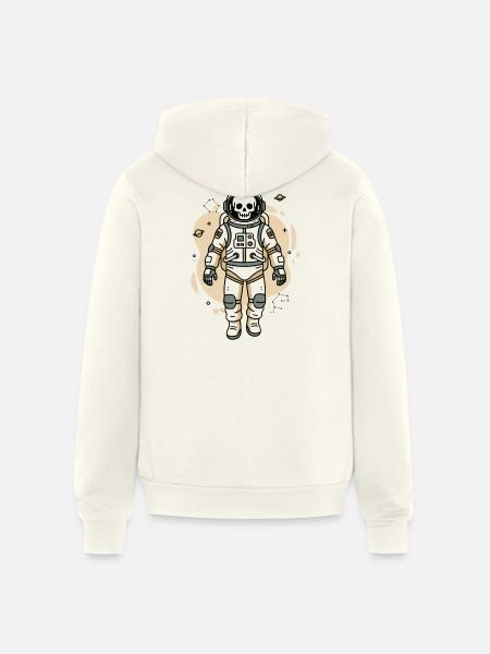 Cosmic Skull Astronaut - Unisex Full Zip Hoodie - vintage white