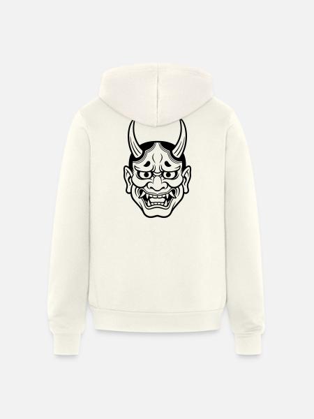 japanese demon mask - Unisex Full Zip Hoodie - vintage white