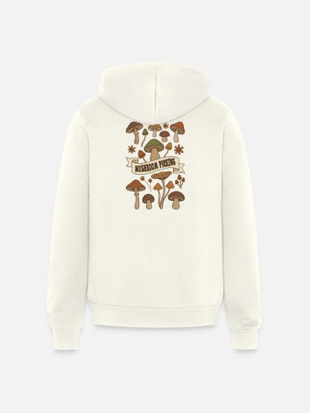 Mushroom Picking Harvest - Unisex Full Zip Hoodie - vintage white