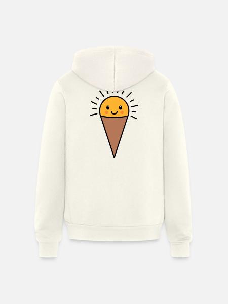 Cheerful Ice Cream Cone - Unisex Full Zip Hoodie - vintage white