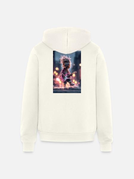 Dreaded Rockstar Pink Guitar - Unisex Full Zip Hoodie - vintage white
