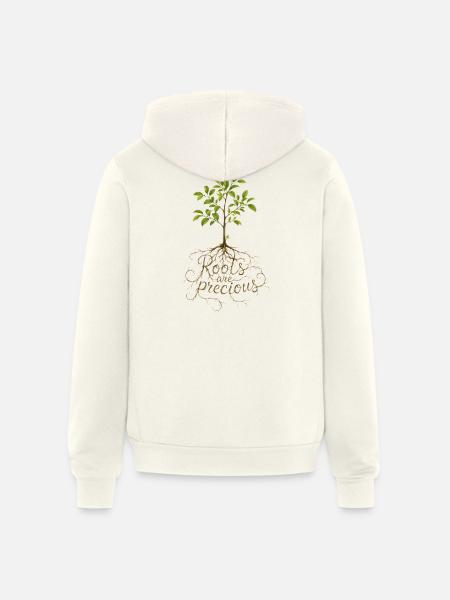 "Roots Are Precious" Tree Design - Unisex Full Zip Hoodie - vintage white