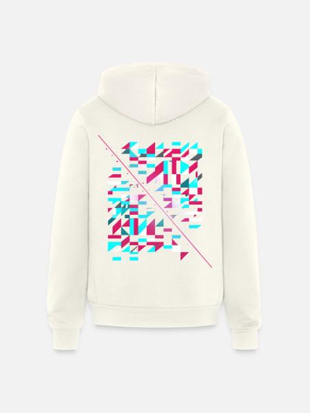 Neon Glitch Geomosaic - Unisex Full Zip Hoodie - vintage white