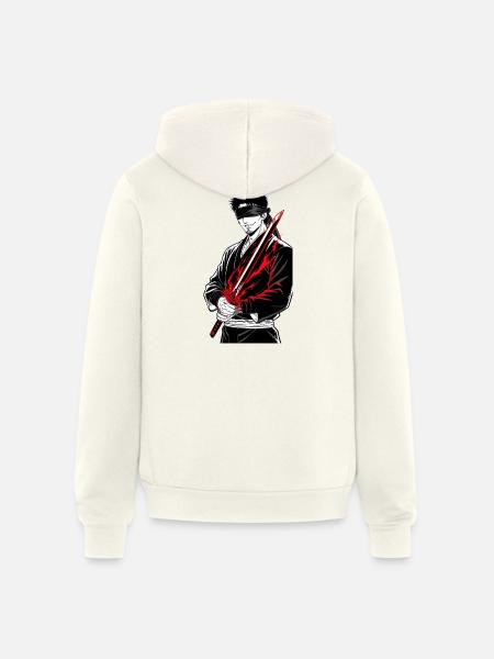 Crimson Blade: Blindfolded Samurai - Unisex Full Zip Hoodie - vintage white