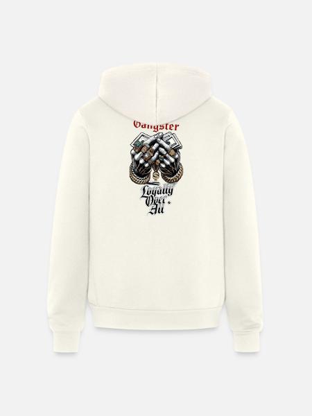 Loyalty Over All Gangster Hands - Unisex Full Zip Hoodie - vintage white