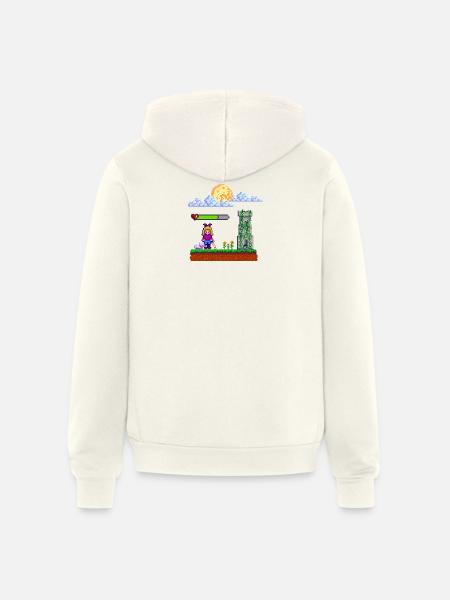 Pixel Heroine Art Design - Unisex Full Zip Hoodie - vintage white