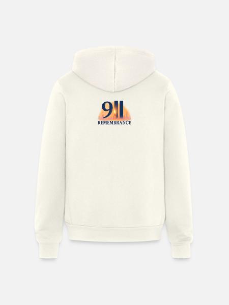 911 Remembrance Candle Skyline Design - Unisex Full Zip Hoodie - vintage white