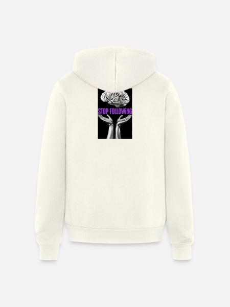 Stop Following Brain Hands - Unisex Full Zip Hoodie - vintage white
