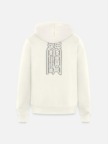 Oriental Vertical Abstract Glyphs - Unisex Full Zip Hoodie - vintage white