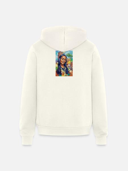 Bluehair City Portrait - Unisex Full Zip Hoodie - vintage white