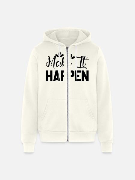 Make Happen - Unisex Full Zip Hoodie - vintage white