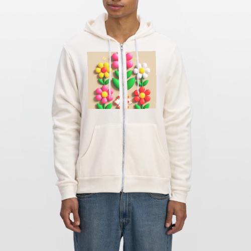 3D Flowers and Butterflies in Amber, Floral Design - Unisex Full Zip Hoodie