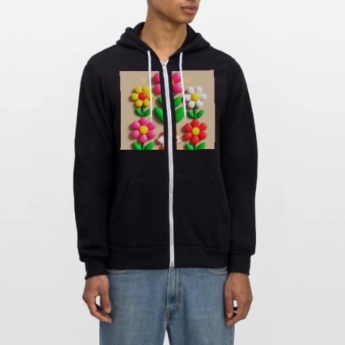 3D Flowers and Butterflies in Amber, Floral Design - Unisex Full Zip Hoodie