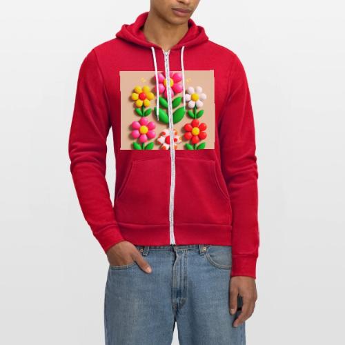 3D Flowers and Butterflies in Amber, Floral Design - Unisex Full Zip Hoodie