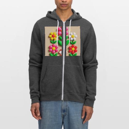 3D Flowers and Butterflies in Amber, Floral Design - Unisex Full Zip Hoodie
