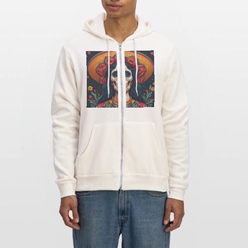 Charra Skull Art | Traditional Mexican Design - Unisex Full Zip Hoodie