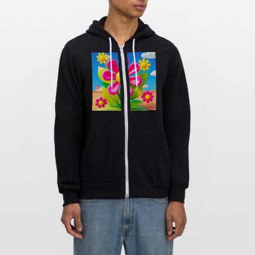 Pink Floral Peace | Sky & Nature Design - Unisex Full Zip Hoodie