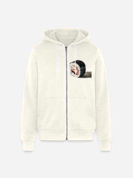 Charcoal Drawing Of Sushi - Unisex Full Zip Hoodie - vintage white