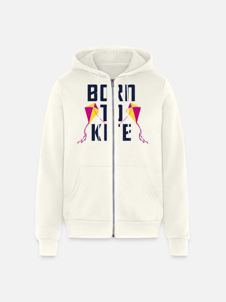 Born To Kite - Unisex Full Zip Hoodie - vintage white