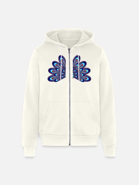 Peacock Burgundy - Unisex Full Zip Hoodie - vintage white