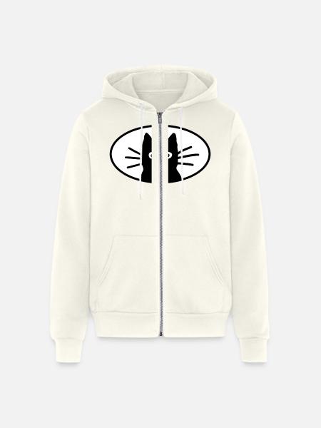 Black Cat Face - Unisex Full Zip Hoodie - vintage white