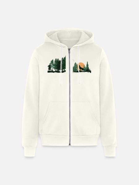 Wildlife Wolf Howling - Unisex Full Zip Hoodie - vintage white