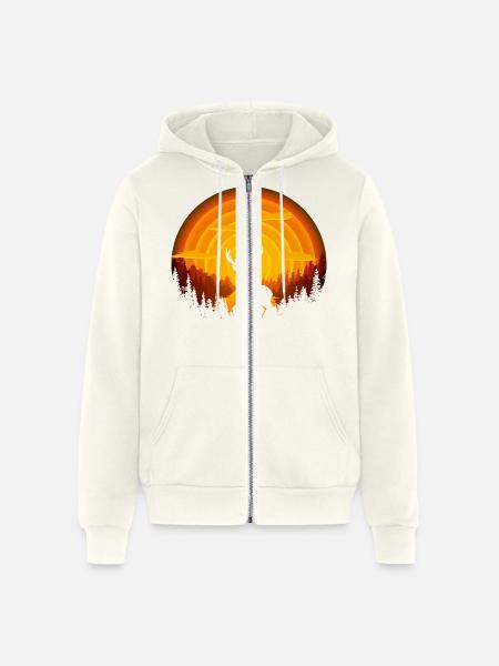 Deer shadow - Unisex Full Zip Hoodie - vintage white