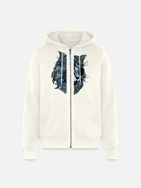blue cat - Unisex Full Zip Hoodie - vintage white