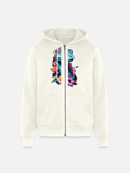 raptor blue - Unisex Full Zip Hoodie - vintage white