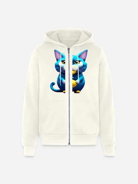 Blue cat - Unisex Full Zip Hoodie - vintage white